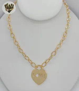 (1-6007) Gold Laminate - Open Link Heart Necklace - BGF