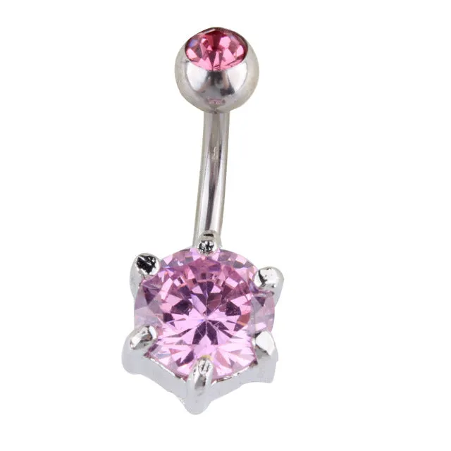 1 pcs 5 Multicolor 316L Surgical Steel Crystal Rhinestone Belly Button Ring Navel Bar Body Piercing Jewelry