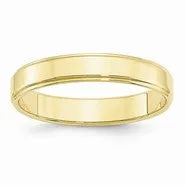 10k Yellow Gold 4mm Flat with Step Edge Wedding Band Ring