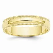 10k Yellow Gold 5mm Milgrain Half Round Wedding Band Ring