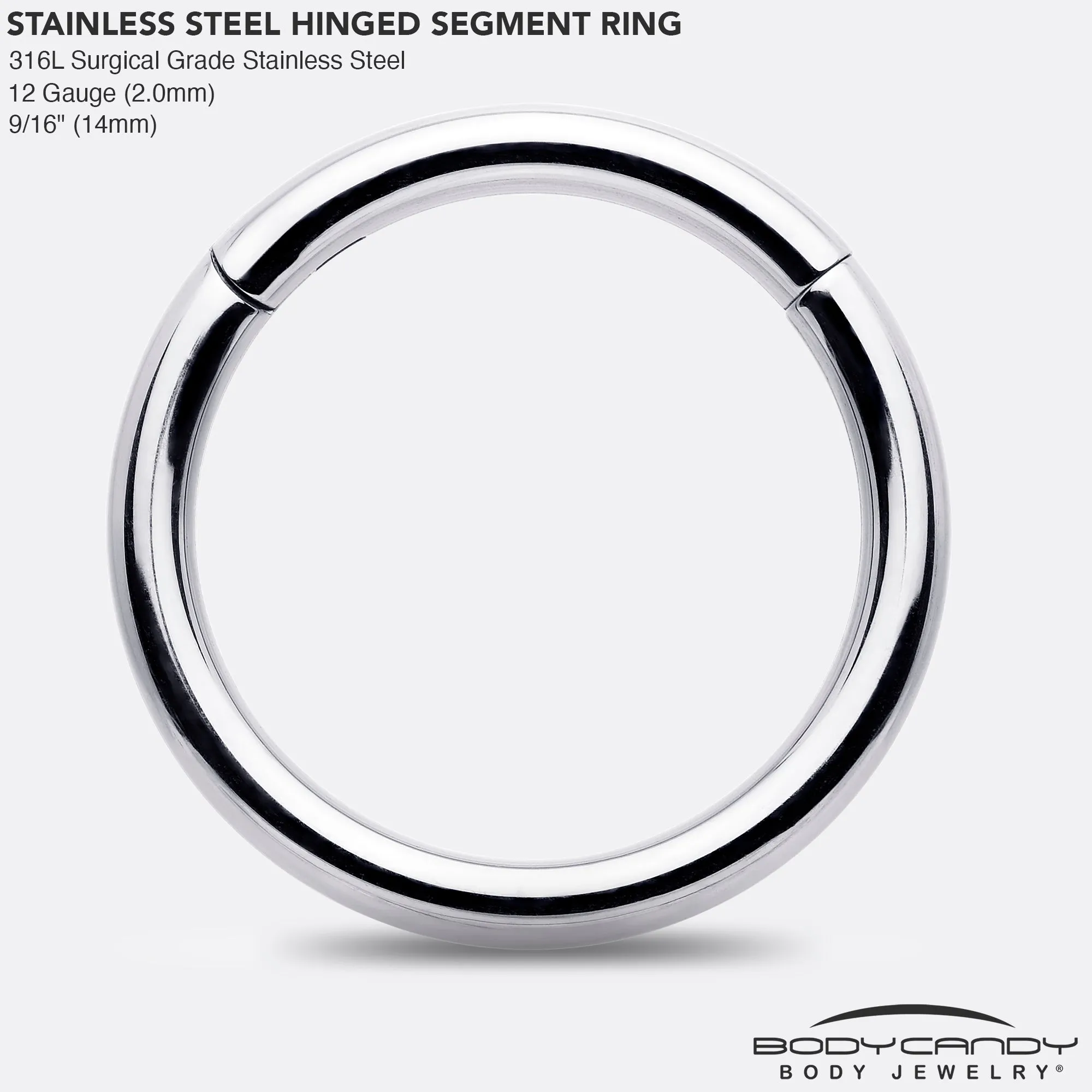 12 Gauge 9/16 316L Surgical Steel Precision Hinged Segment Hoop