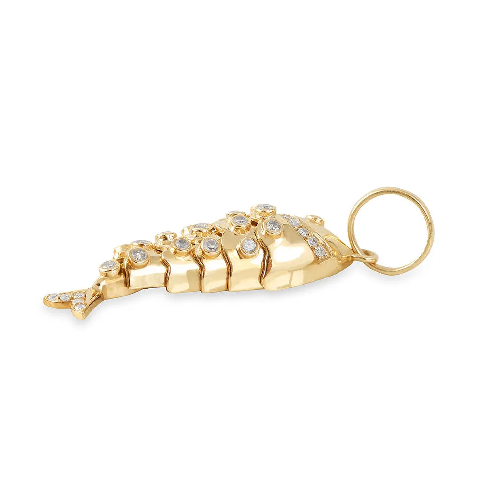 14K GOLD AND DIAMOND FISH CHARM