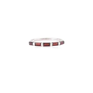 14K Gold Baguette Cut Garnet Half Eternity Band