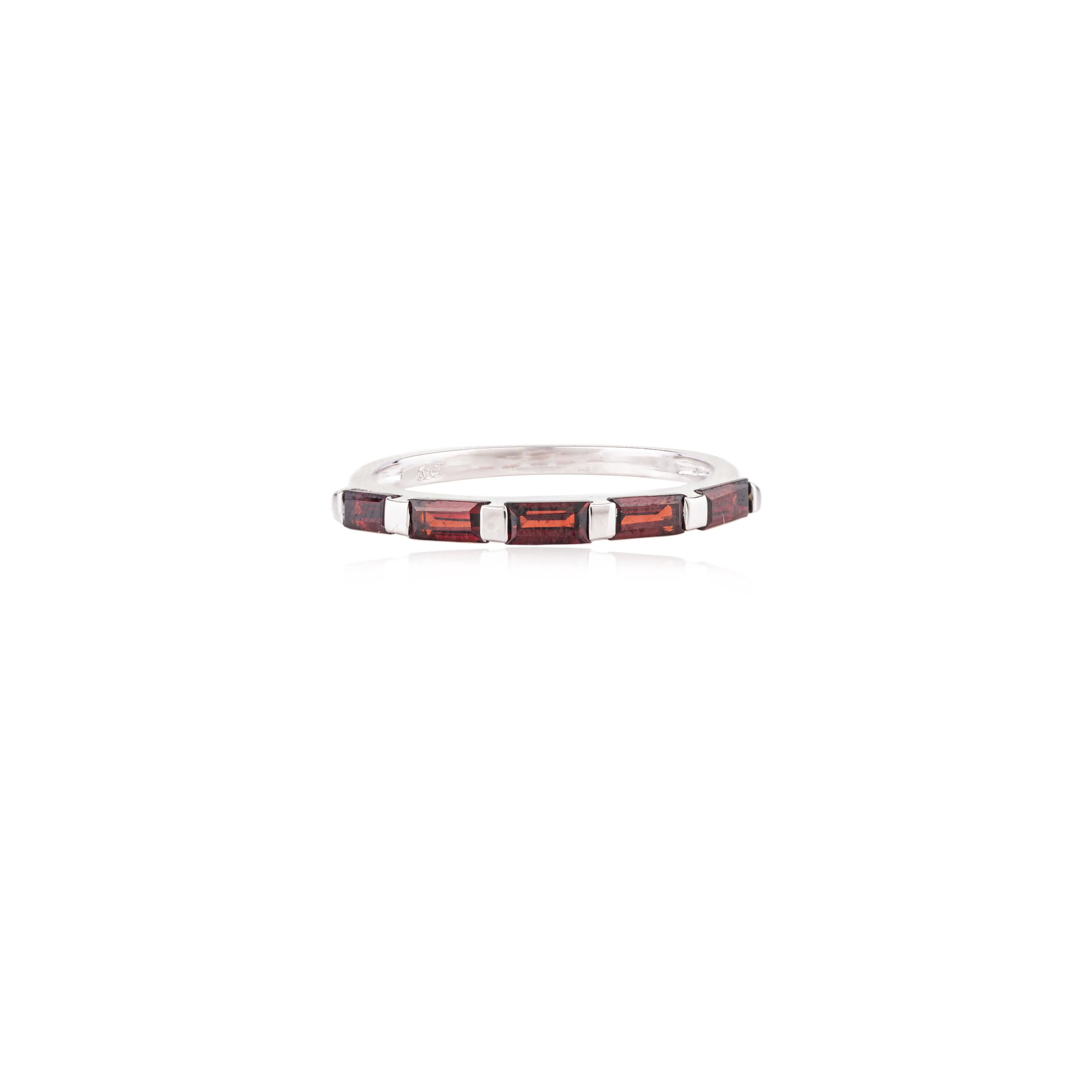 14K Gold Baguette Cut Garnet Half Eternity Band