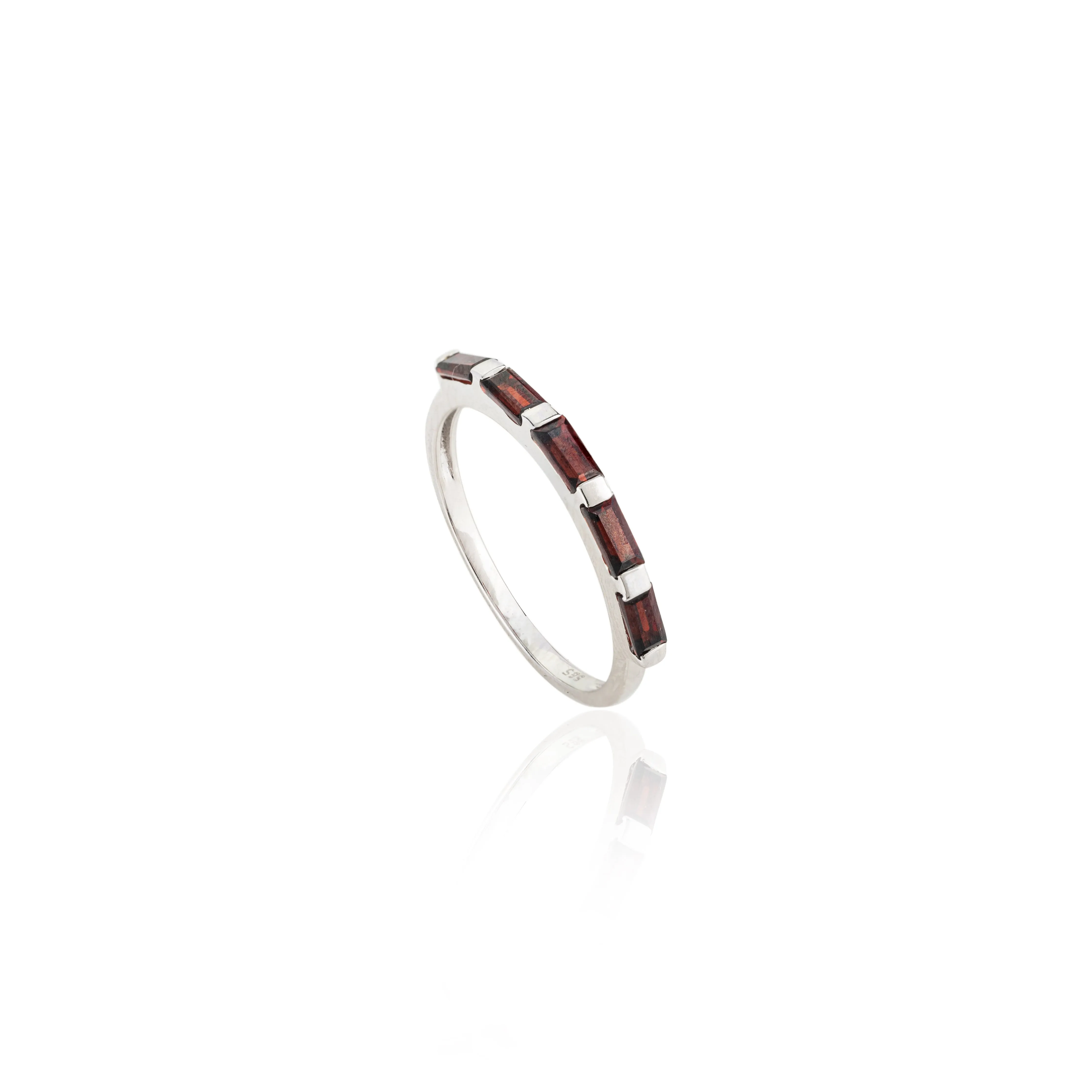 14K Gold Baguette Cut Garnet Half Eternity Band