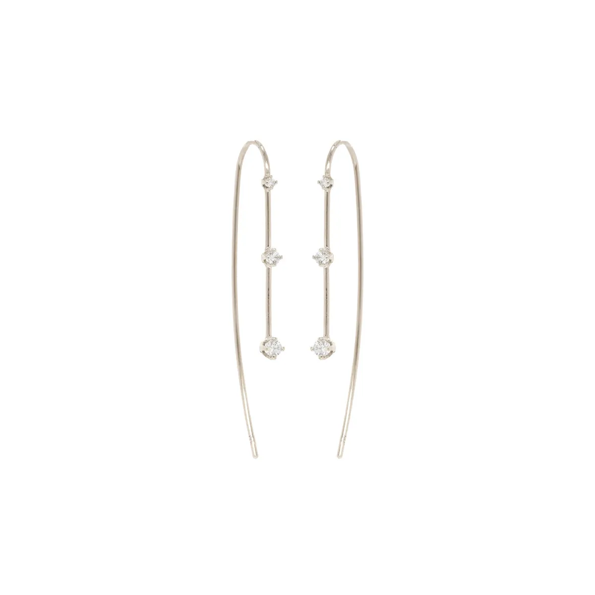 14k Graduating 3 Prong Diamond Wire Earrings