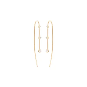 14k Graduating 3 Prong Diamond Wire Earrings