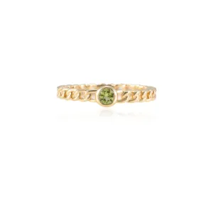 14K Peridot Solid Link Chain Ring