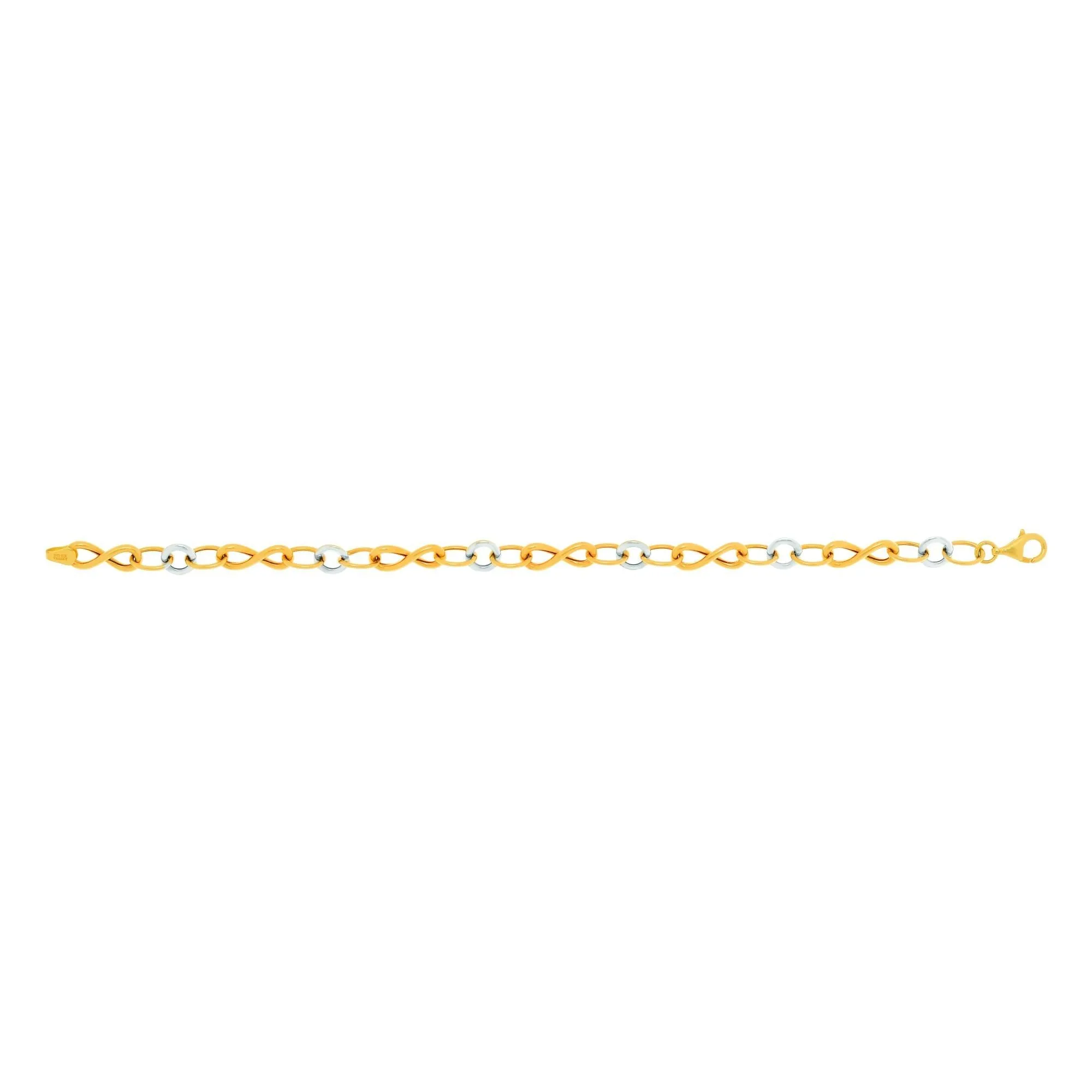 14k Yellow And White Gold Oval And Infinity Links Bracelet, 7,5