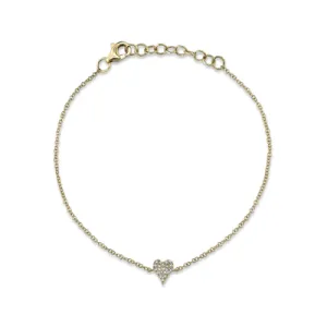 14K YELLOW GOLD 0.05CT DIAMOND MINI  HEART BRACELET