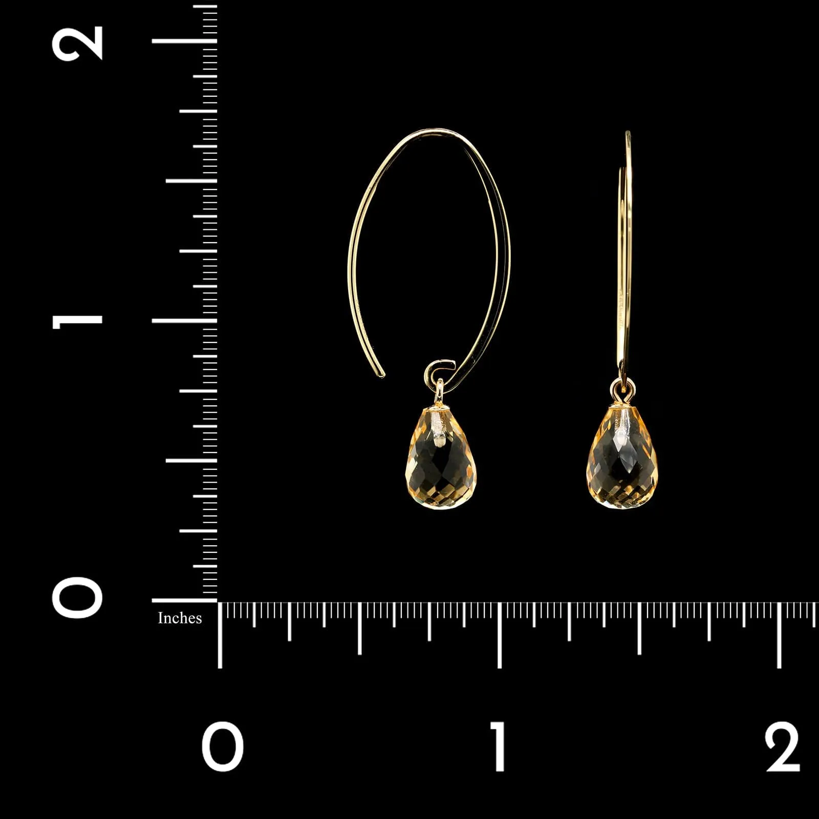 14K Yellow Gold Estate Citrine Briolette Drop Earrings