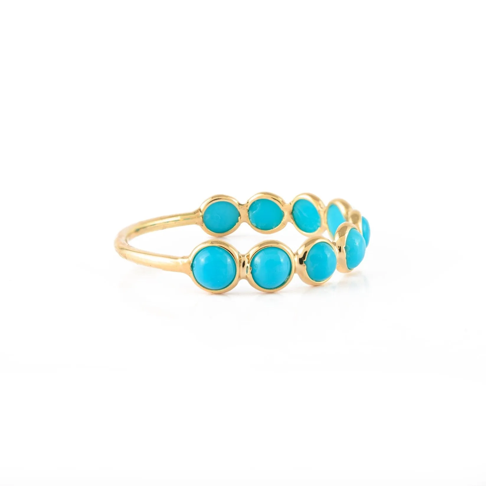 14K Yellow Gold Turquoise Half Eternity Band