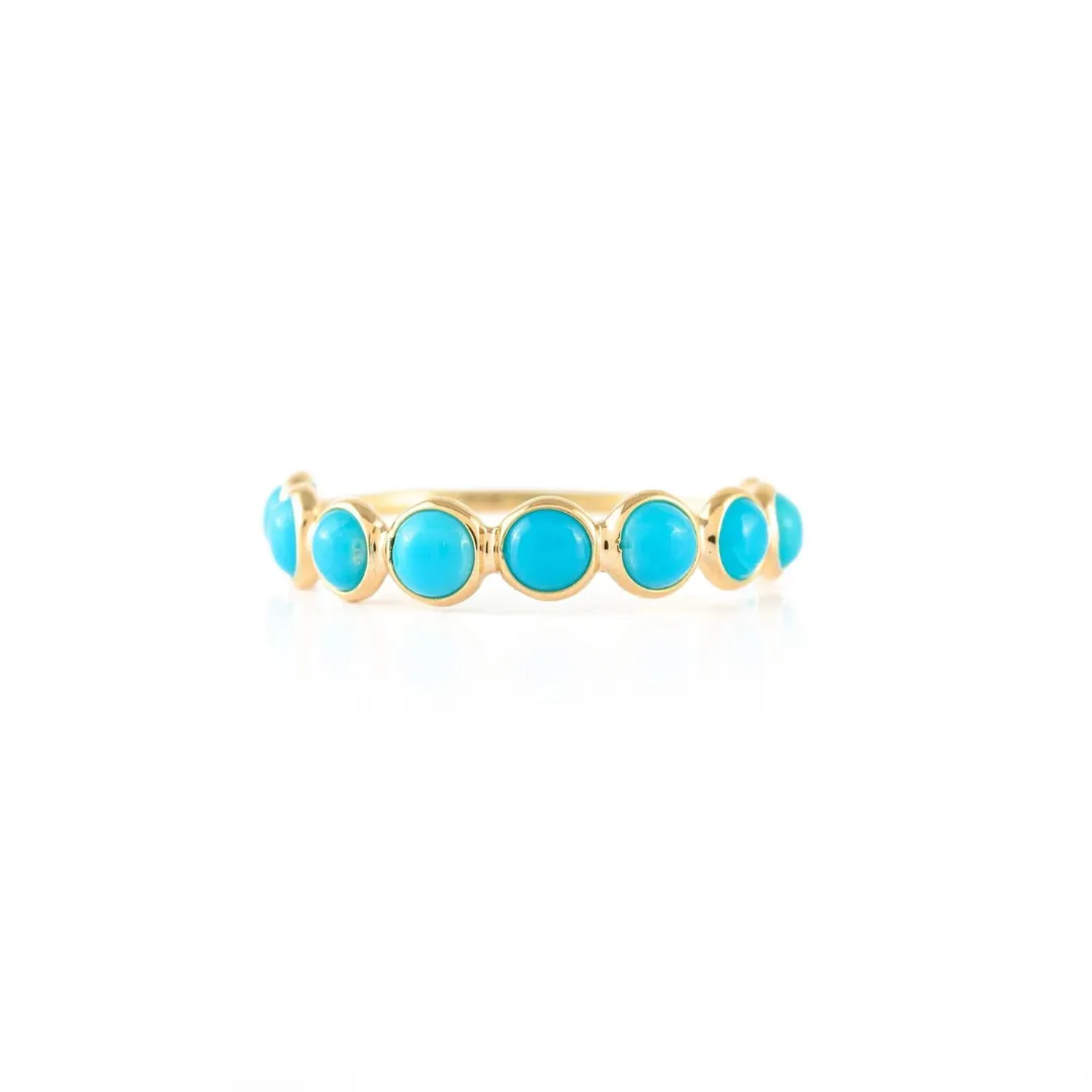 14K Yellow Gold Turquoise Half Eternity Band