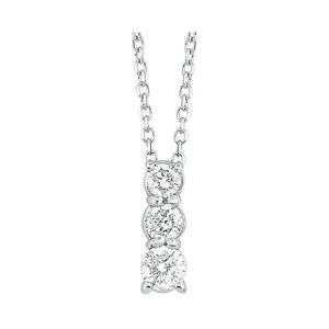 14KT White Gold & Diamond Classic Book 3 Stone Neckwear Pendant  - 1/4 ctw