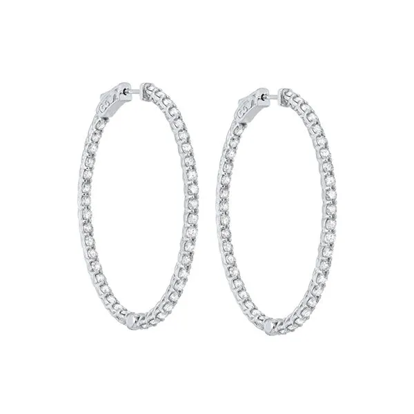 14KT White Gold & Diamond Classic Book Hoop Fashion Earrings  - 5 ctw