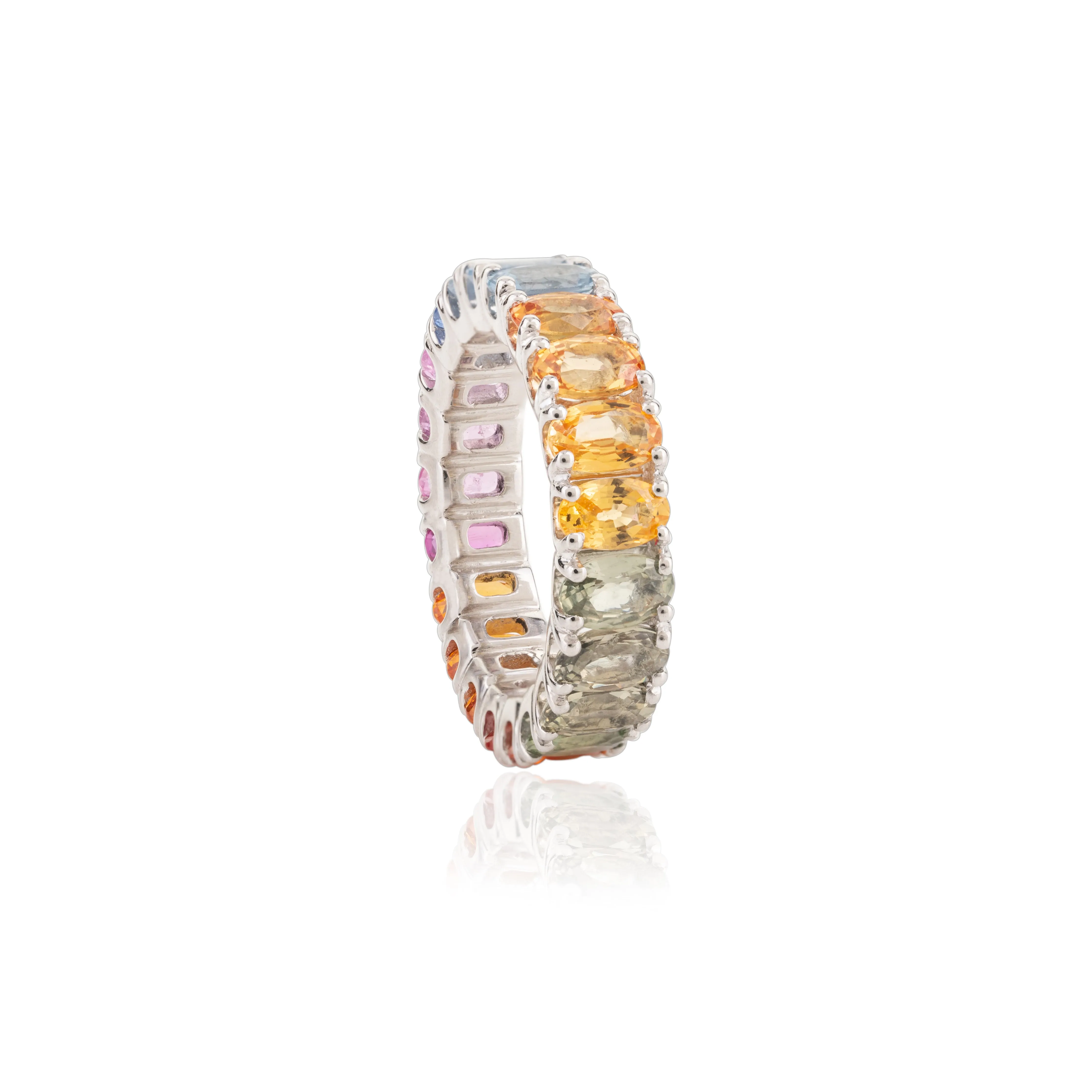 18K Gold 6.54 CTW Multi Sapphire Eternity Band Ring