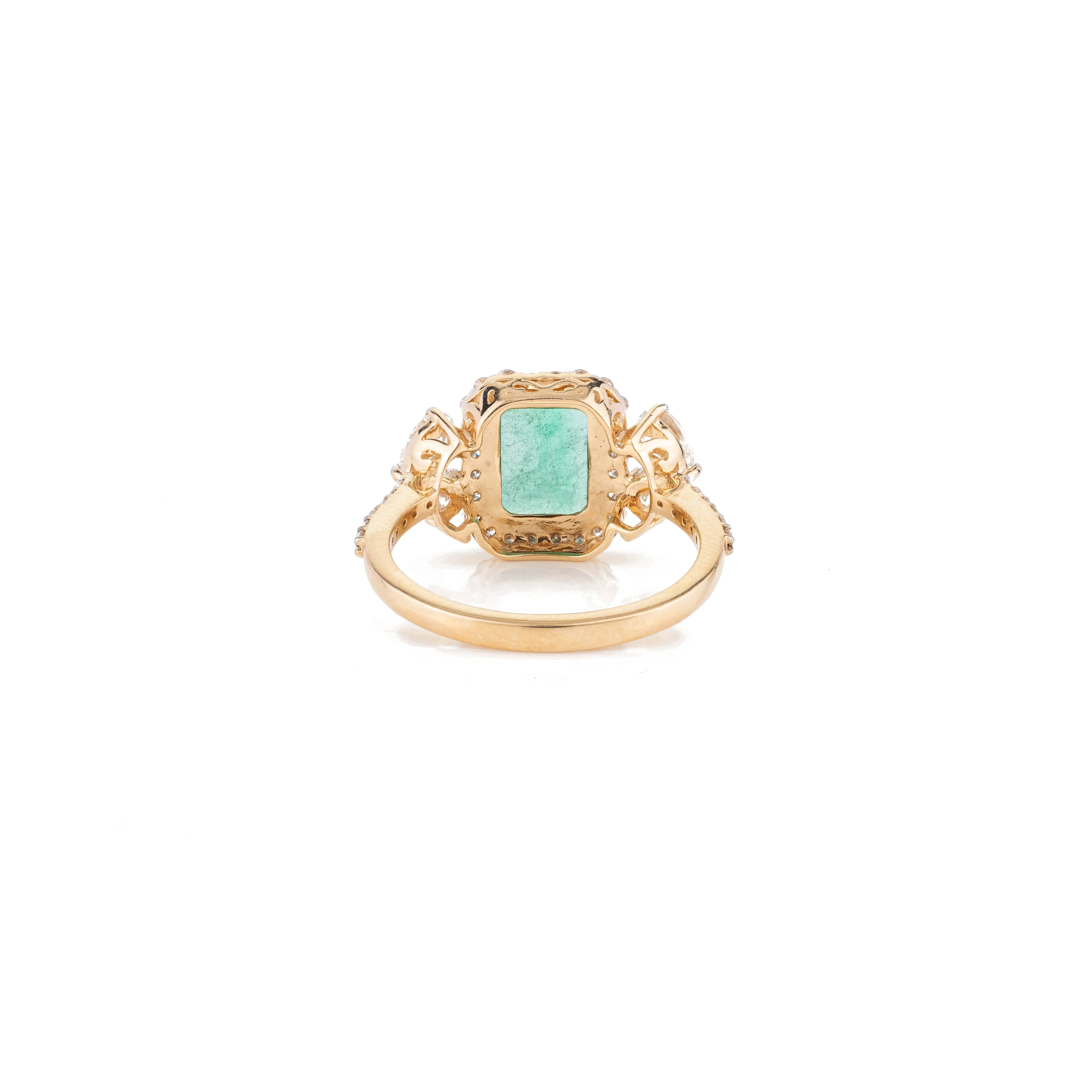 18K Natural Emerald Diamond Big Cocktail Ring