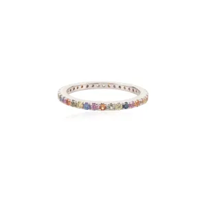 18K White Gold Dainty Gemstone Eternity Band