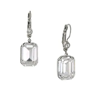 1928 Bridal Genuine Austrian Crystal Square Drop Earrings