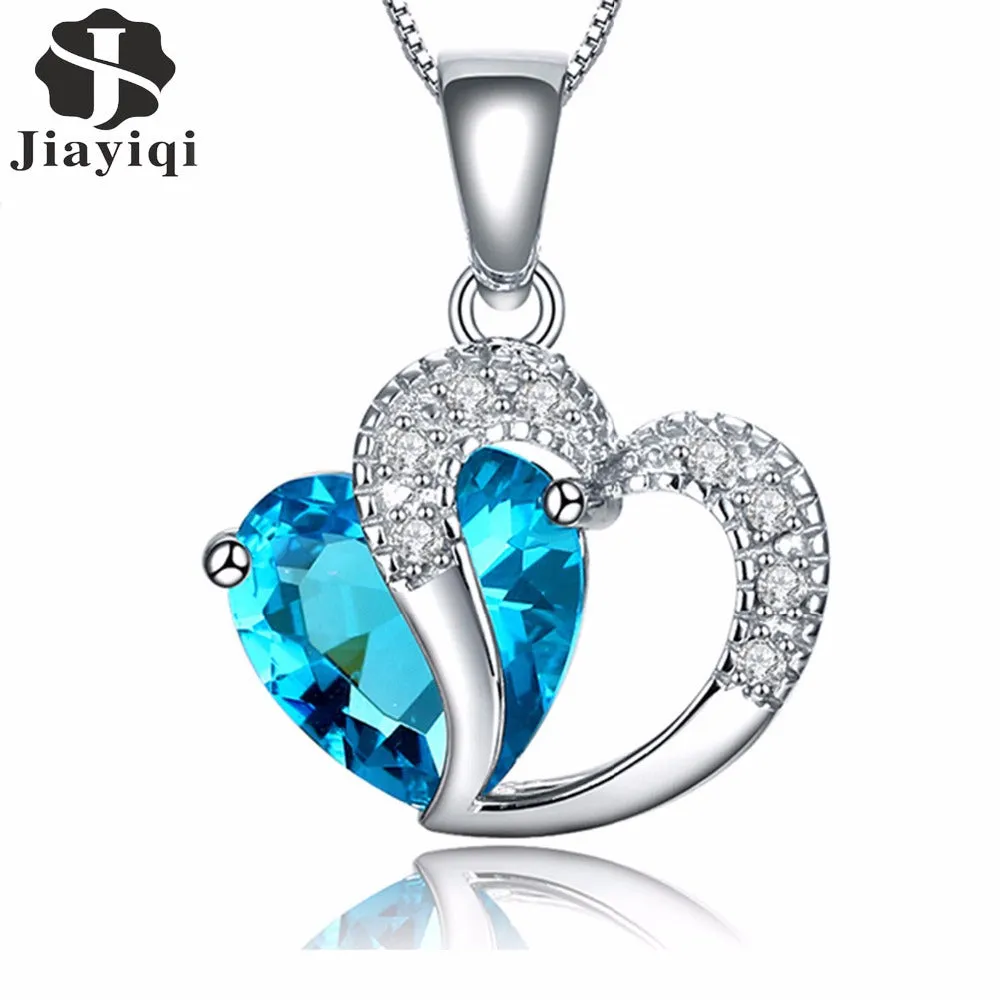 2017 New Zircon Crystal Silver color Jewelry Fashion Necklace For Women Best Friend Love Heart Long Chain Necklace Fine Jewelry