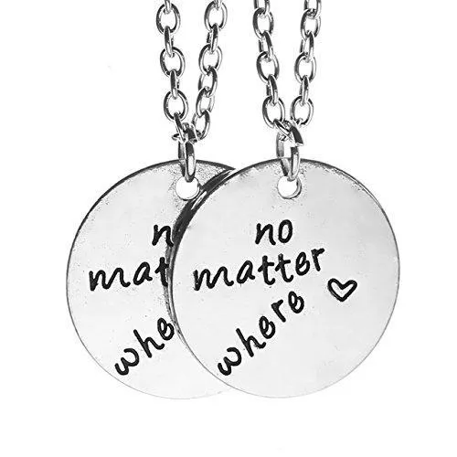 2pcs/Set "No Matter Where" "You're my person" Best Friends Lovers Couples Necklace Jewelry Set