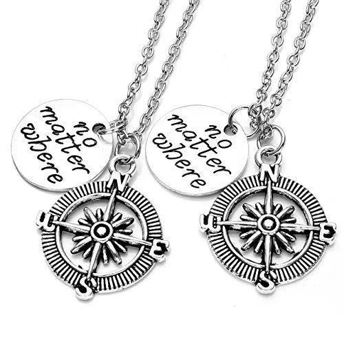 2pcs/Set "No Matter Where" "You're my person" Best Friends Lovers Couples Necklace Jewelry Set