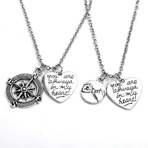 2pcs/Set "No Matter Where" "You're my person" Best Friends Lovers Couples Necklace Jewelry Set