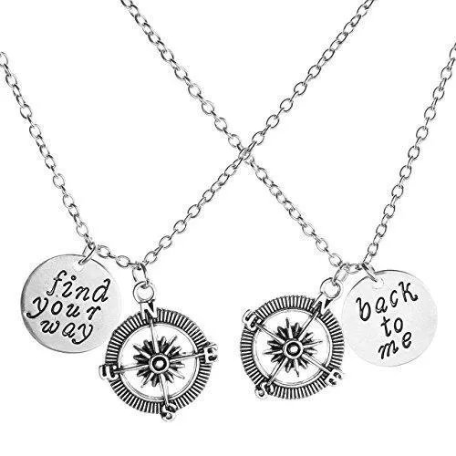 2pcs/Set "No Matter Where" "You're my person" Best Friends Lovers Couples Necklace Jewelry Set