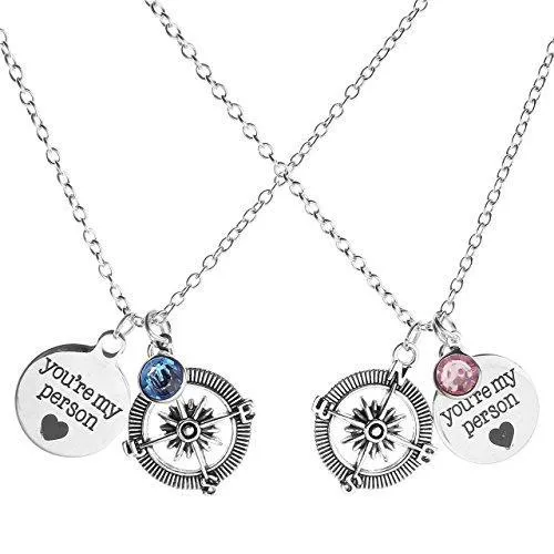 2pcs/Set "No Matter Where" "You're my person" Best Friends Lovers Couples Necklace Jewelry Set