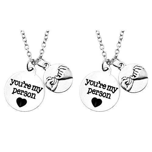 2pcs/Set "No Matter Where" "You're my person" Best Friends Lovers Couples Necklace Jewelry Set