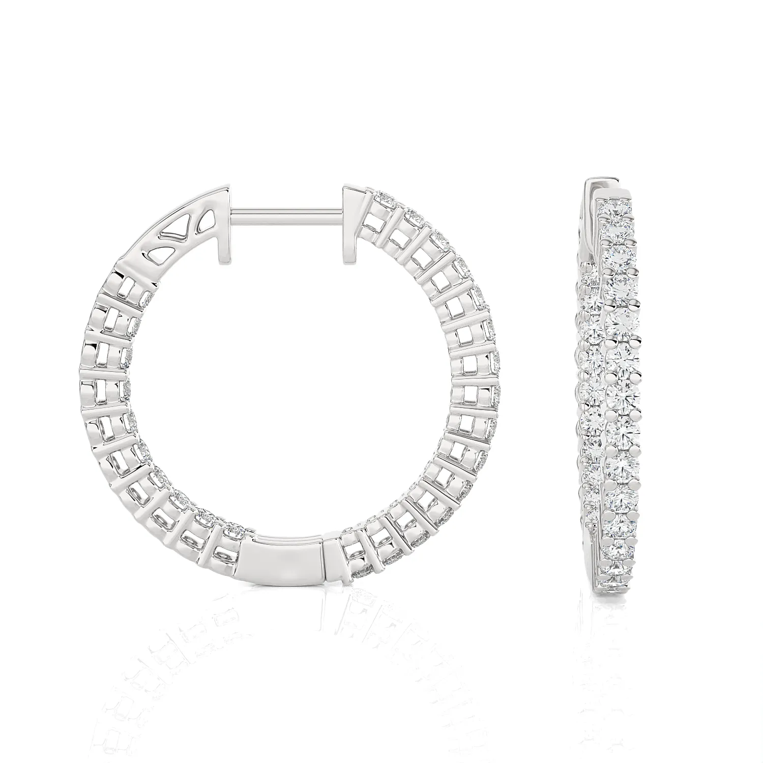 5/8 ctw Round Lab Grown Diamond Inside Out Hoop Earrings