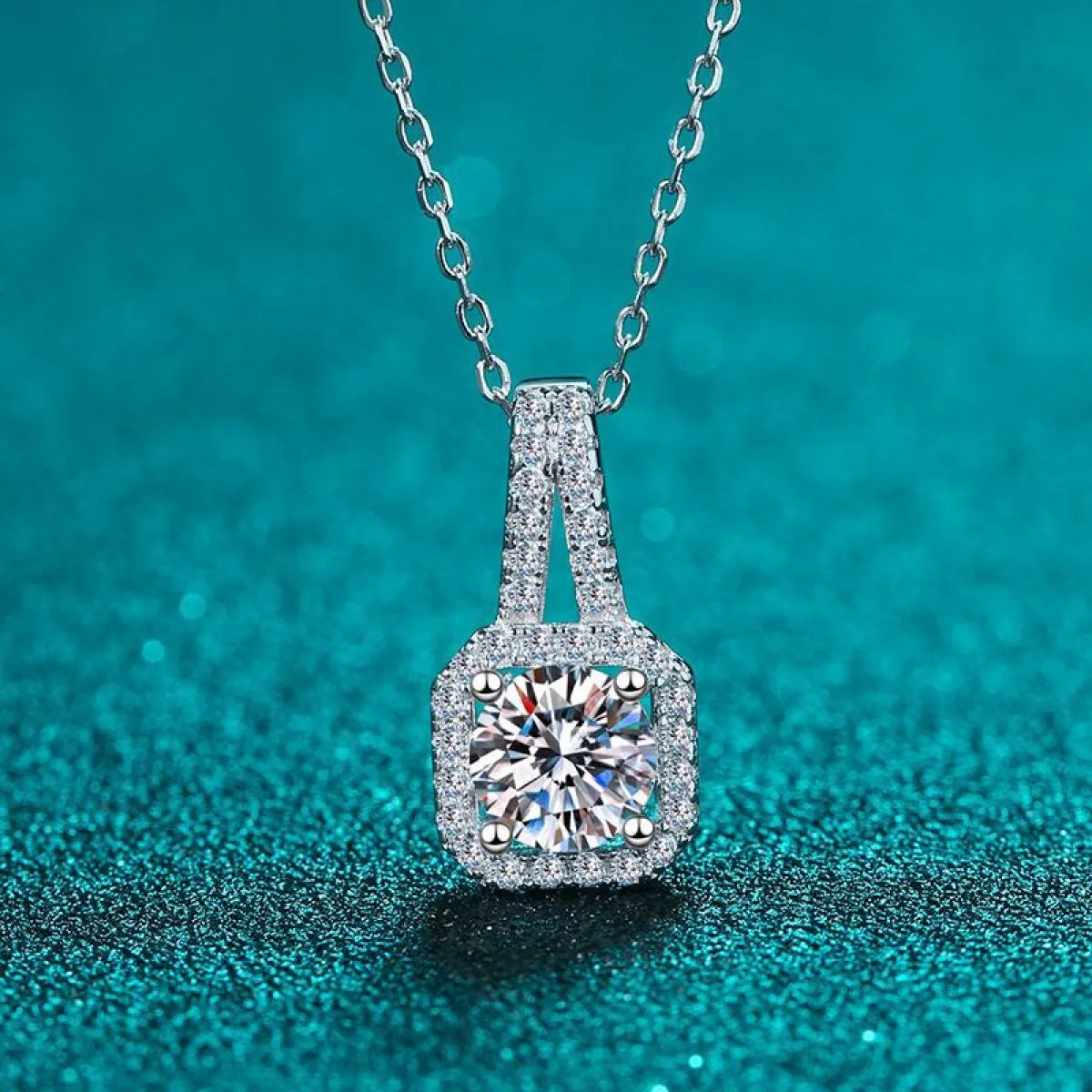 925 Sterling Silver Octagon-Shaped Moissanite Necklace