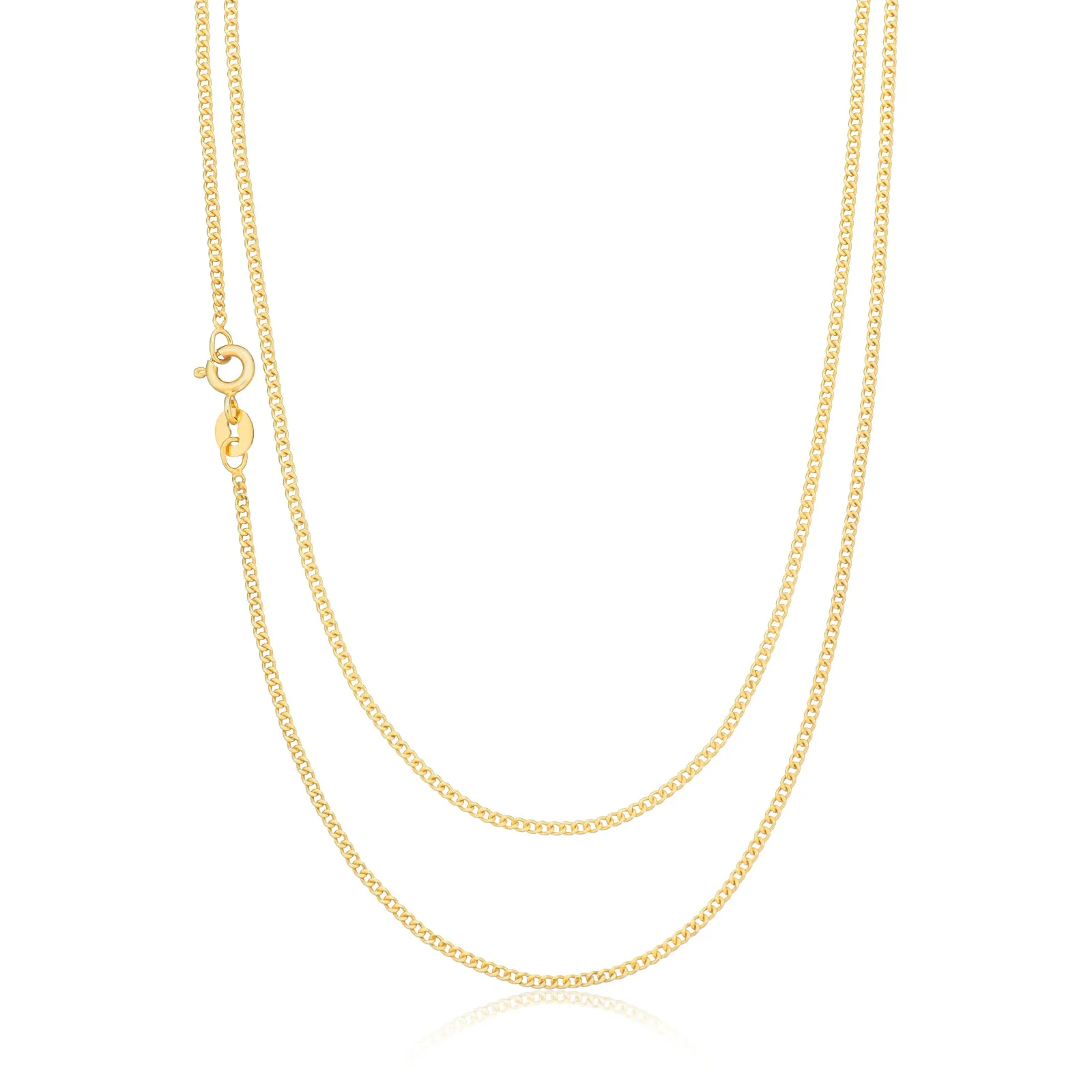 9ct Yellow Gold Silver Filled 45cm Curb 40 Gauge Chain