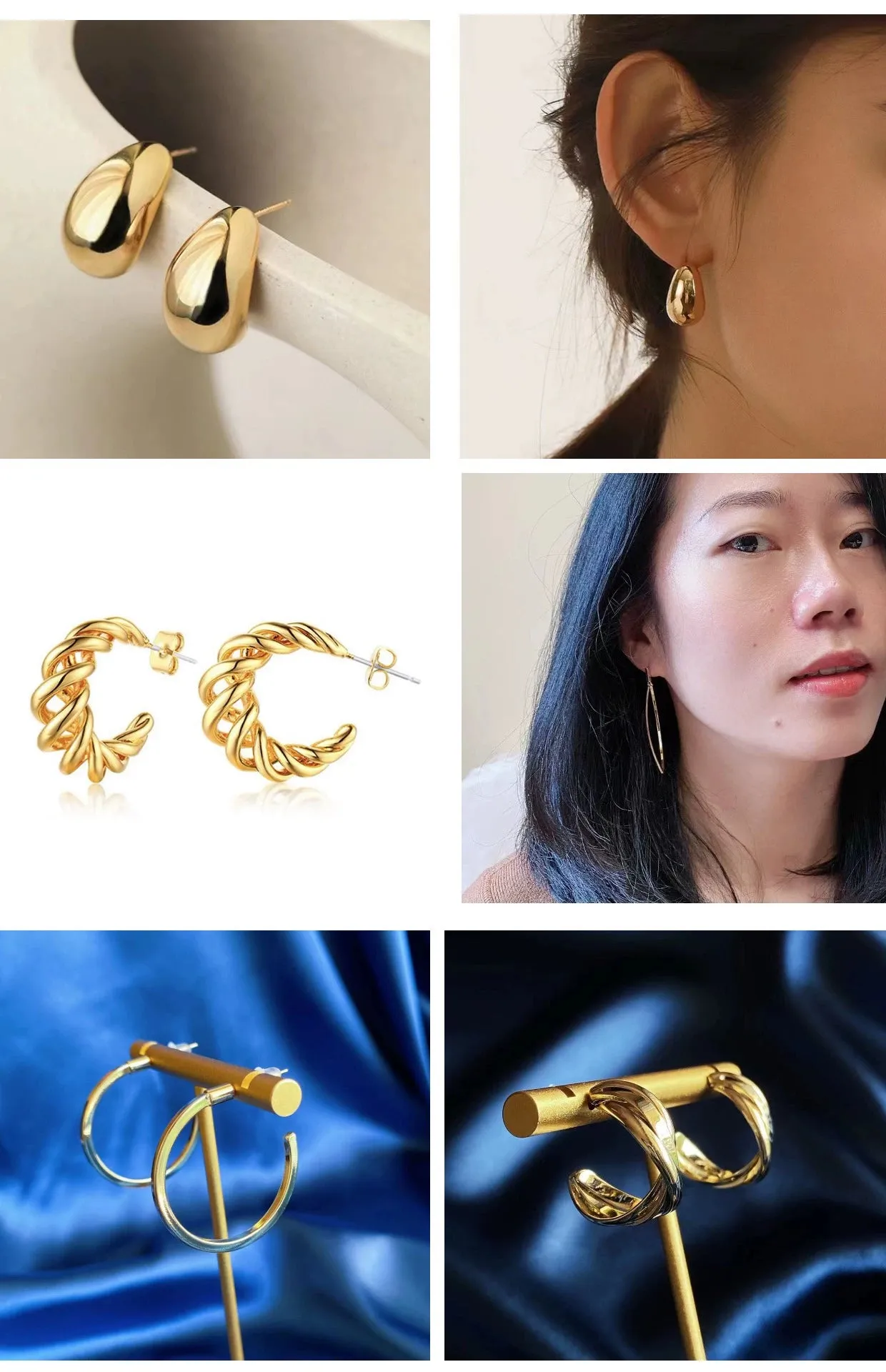 Accessible Luxury Fashion Exaggerated Broken Gold Hoop Elegant Earrings