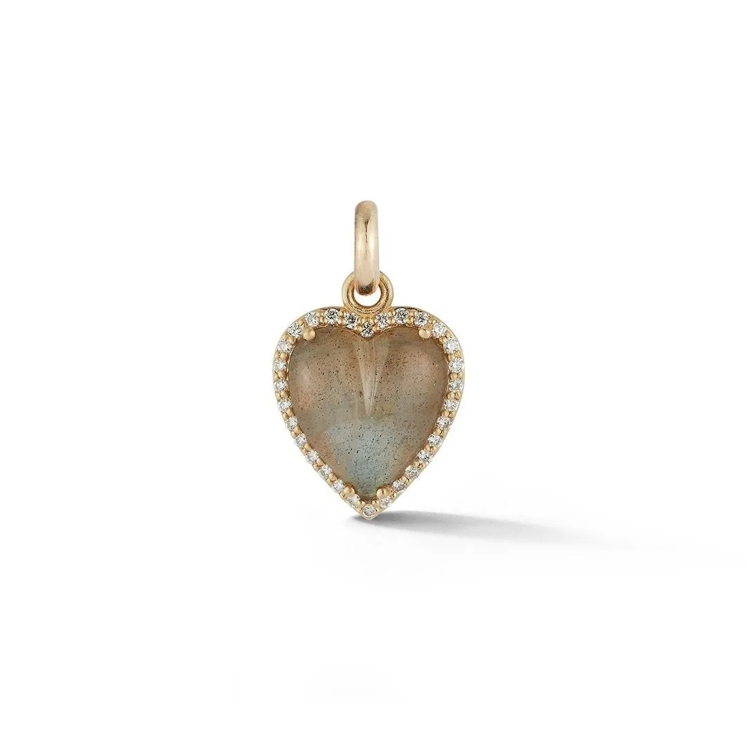 Alana Semi Precious Stone & Diamond Heart Pendant Charm