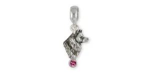 Alaskan Malamute Charm Slide Jewelry Sterling Silver Handmade Dog Charm Slide MAL2H-SPNS