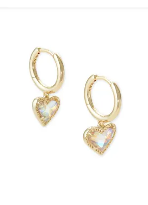 Ari Heart Huggie Earring Gold Dichroic Glass by Kendra Scott