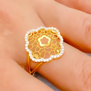 Attractive Floral Vine CZ Ring