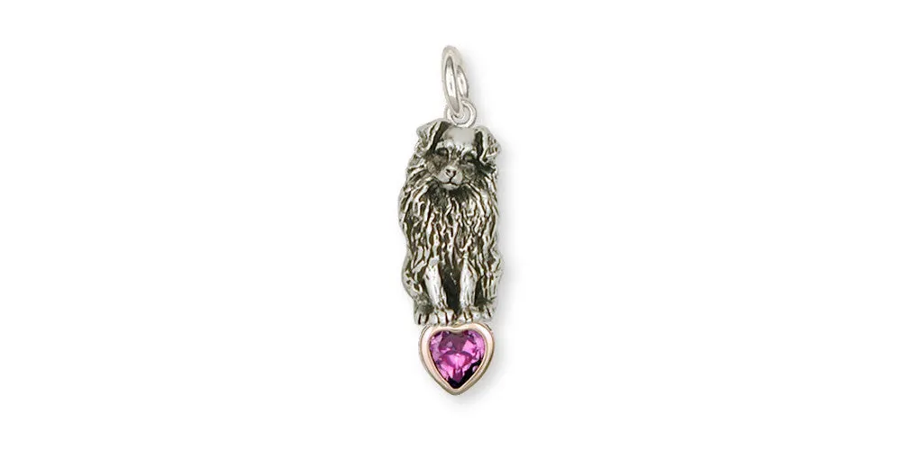 Australian Shepherd Charm Jewelry Sterling Silver Handmade Dog Charm AU8-SC