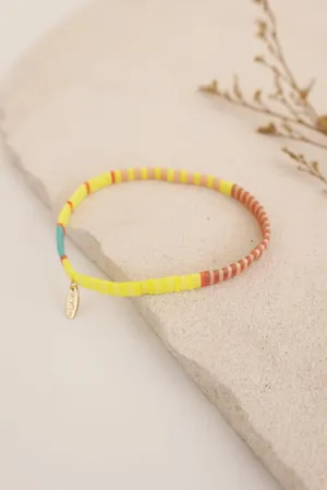 Beaded Chicklet Bracelet Yellow