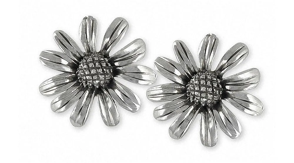 Black Eye Susan Cufflinks Jewelry Sterling Silver Handmade Flower Cufflinks BES2-CL