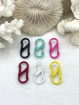 Brass Enamel Double S Hook Spring Clasp, Easy Open Spring Gate, Gate Clasp, Necklace Building Extender. Charm Holder,33mm 6 Colors,Fast Ship