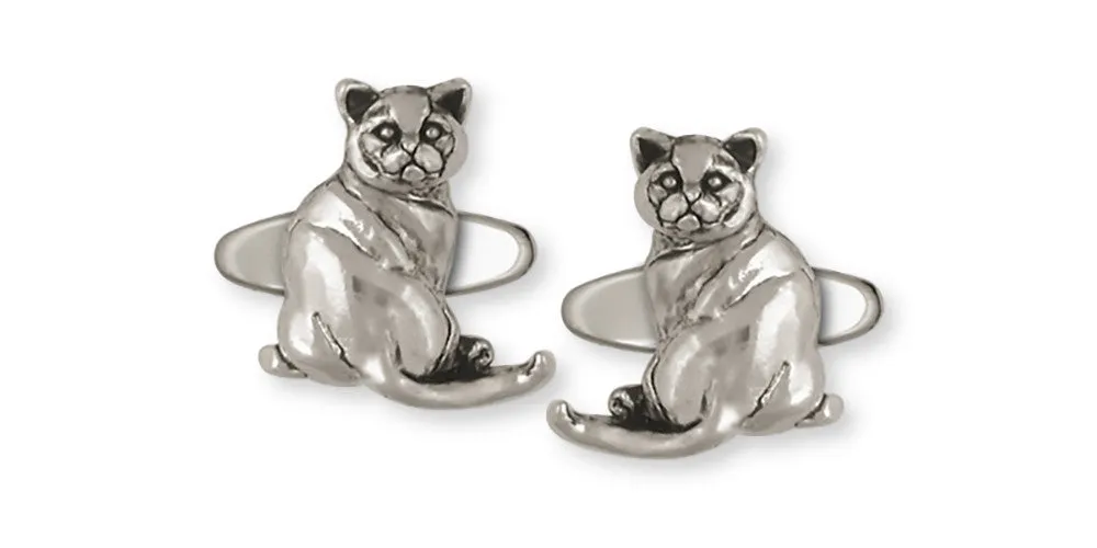 British Shorthair Cufflinks Jewelry Sterling Silver Handmade Cat Cufflinks BRS4-CL