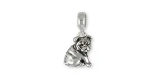 Bulldog Charm Slide Jewelry Sterling Silver Handmade Dog Charm Slide BD30-PNS