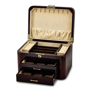 Burgundy Bubinga Wood 2 Drawers Jewelry Box