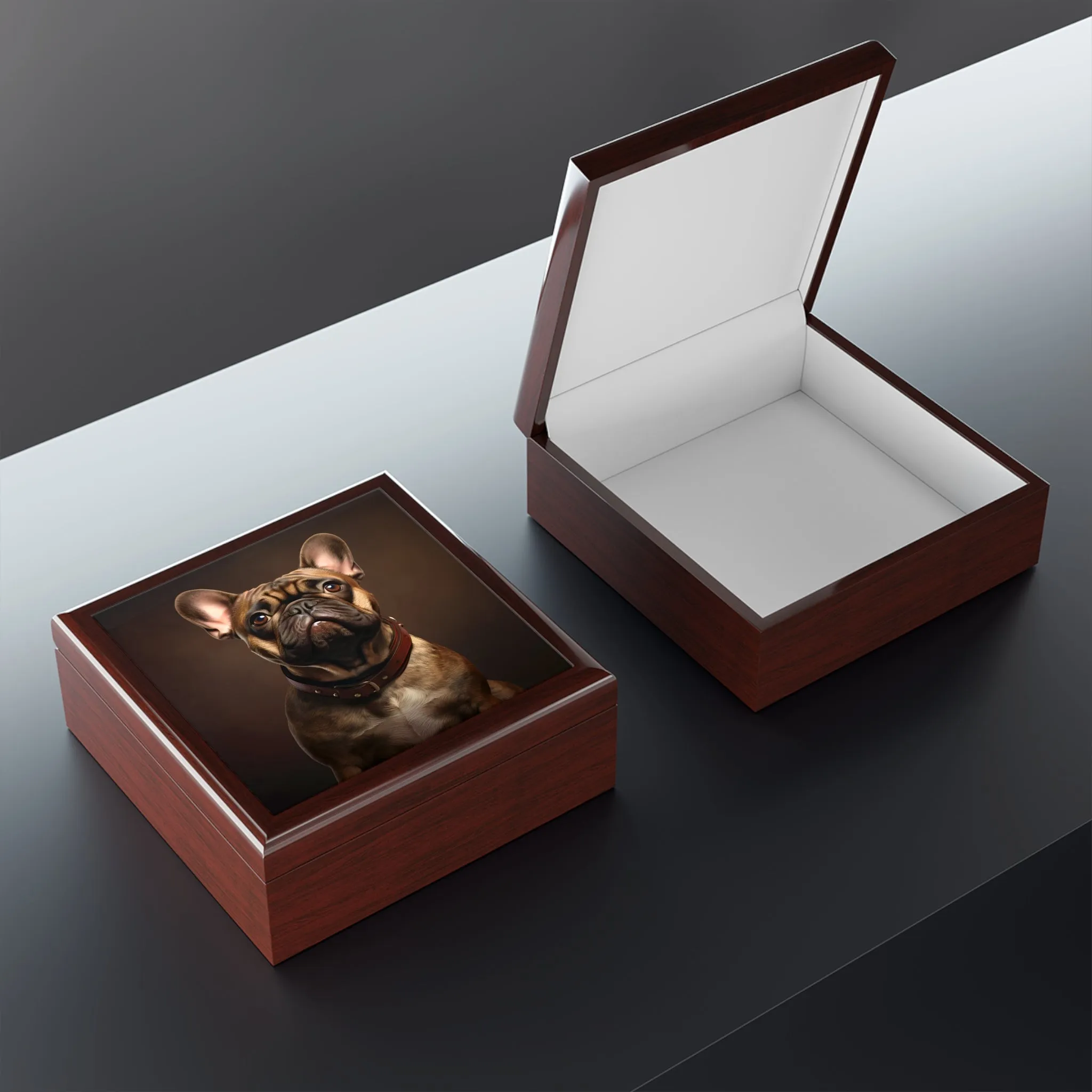 Classic French Bulldog Portrait Art Print Gift and Jewelry Box