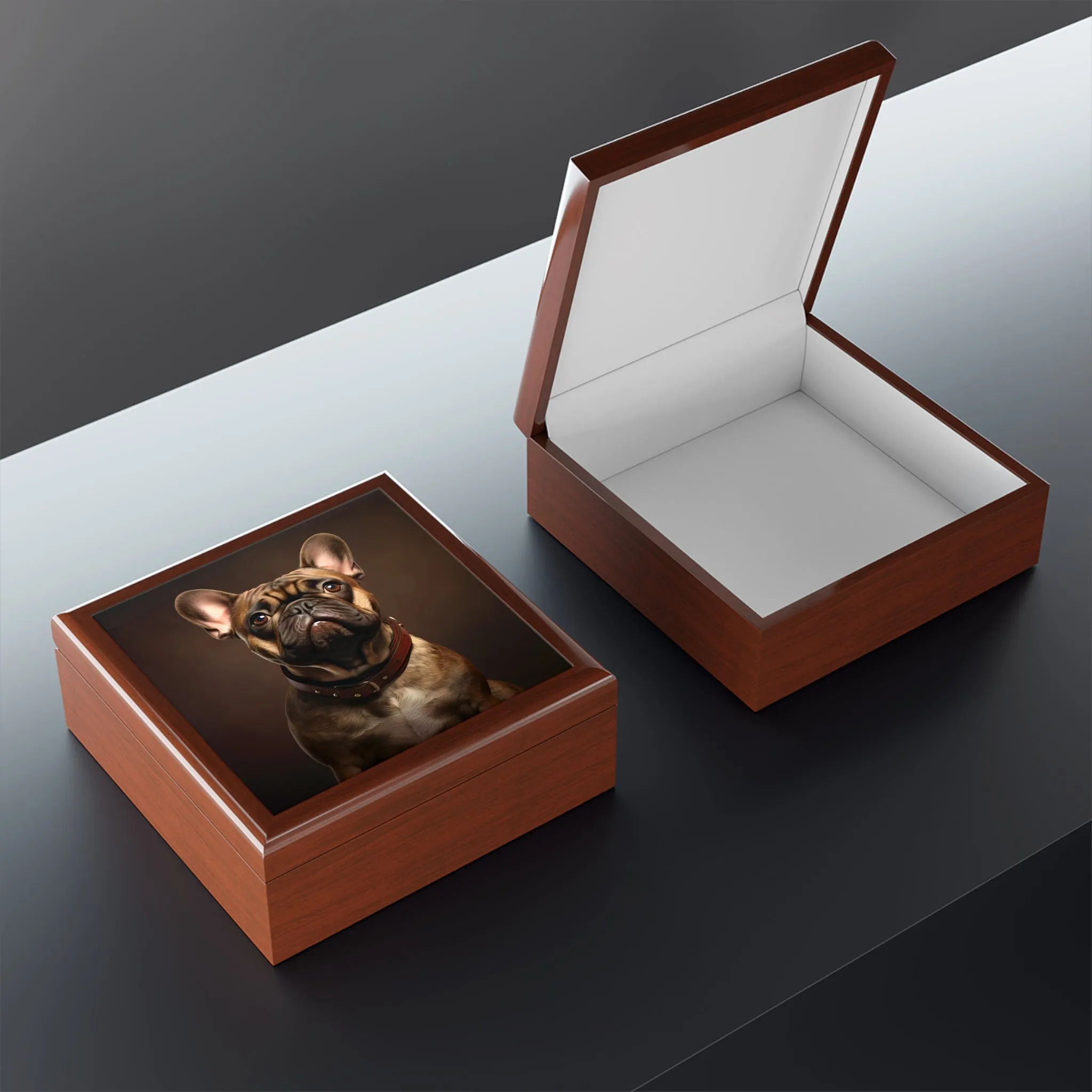 Classic French Bulldog Portrait Art Print Gift and Jewelry Box