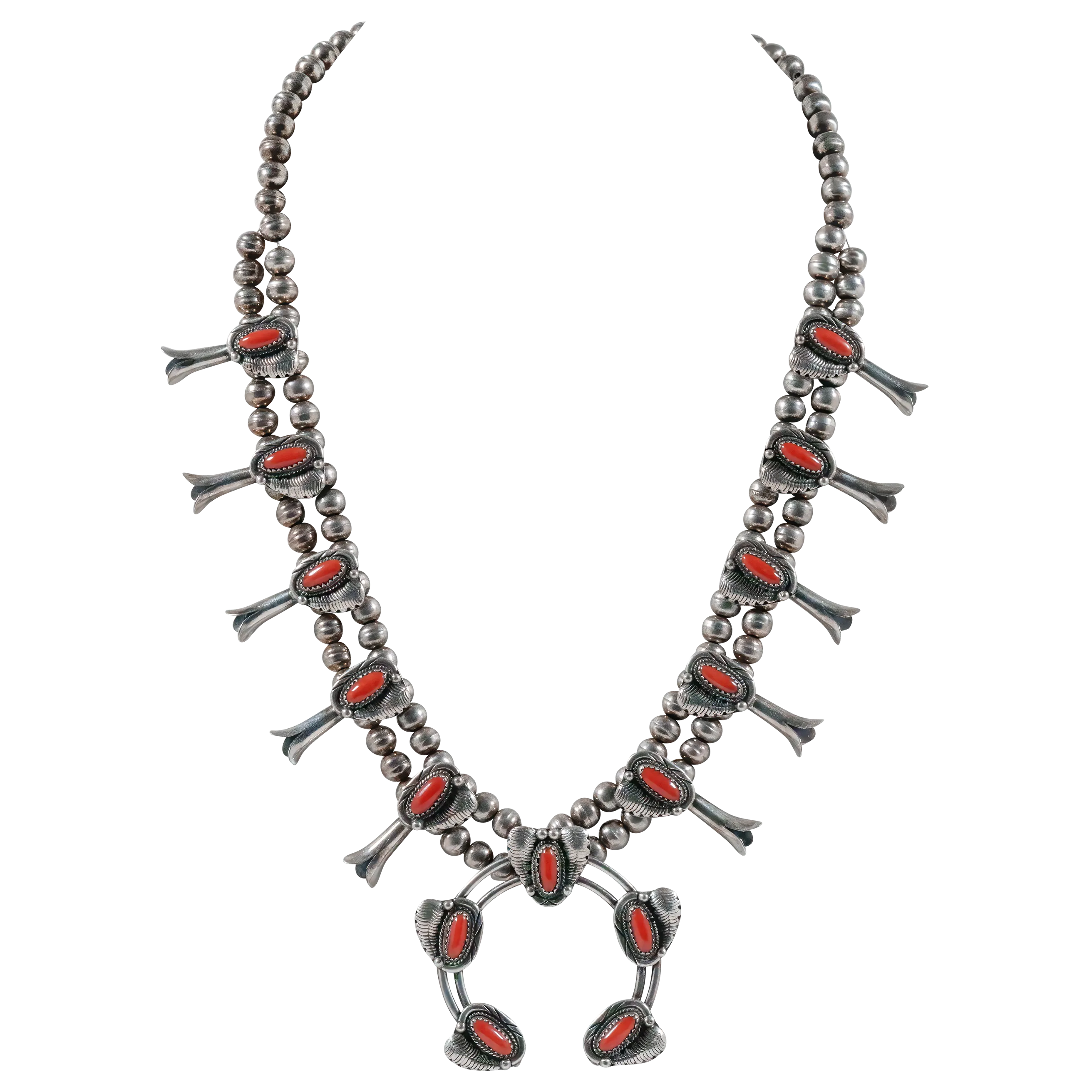 Coral Squash Blossom Necklace | Old Pawn