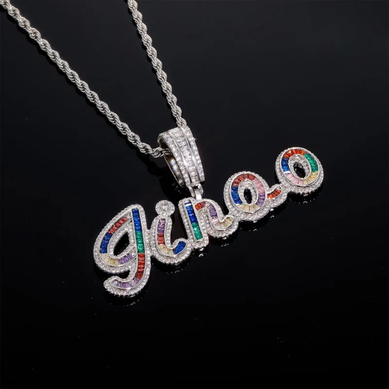 【Custom】Colorful Iced Out Name Pendant