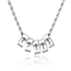 Customized Stainless Steel 5 Beads Charm Necklace